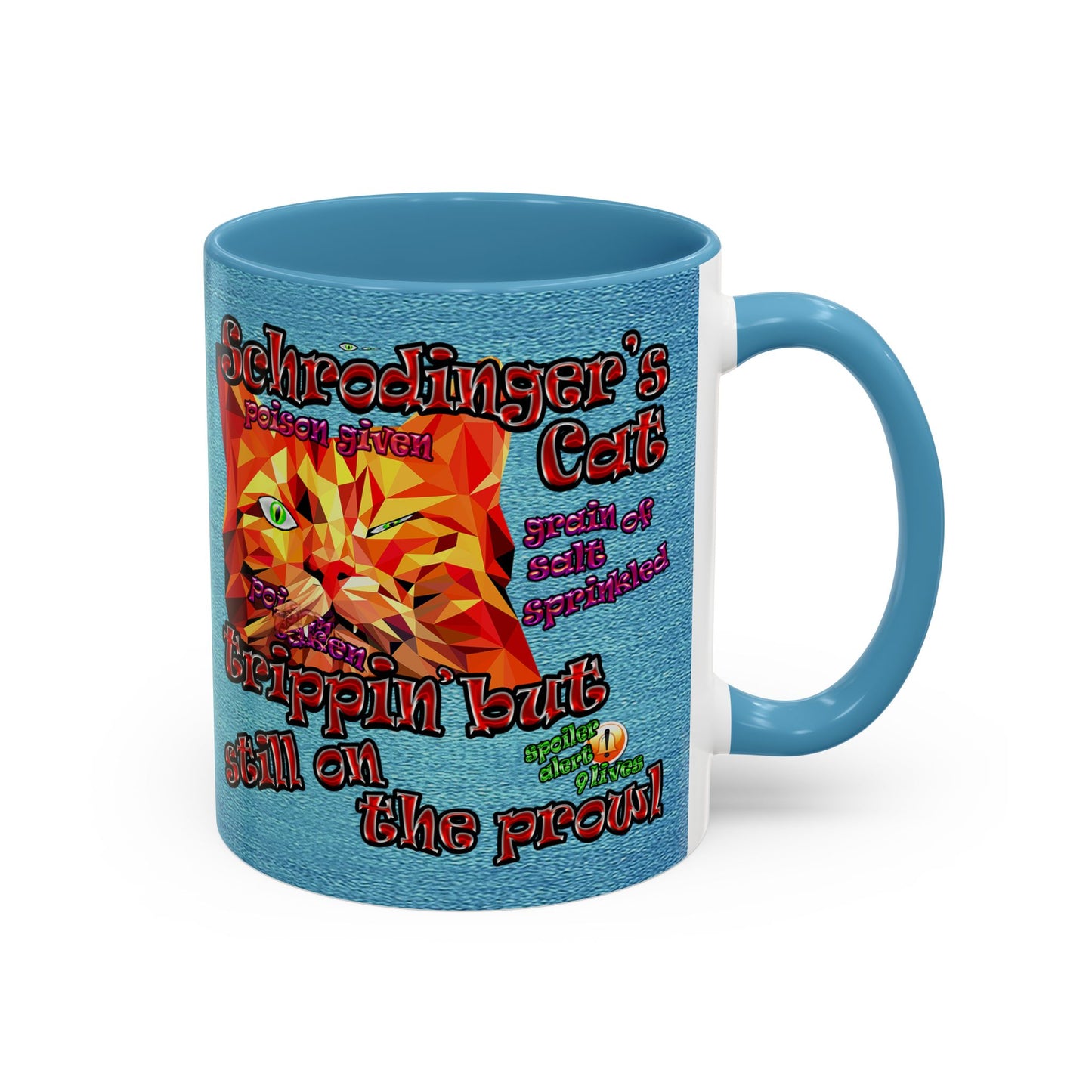 schrodinger's cat - Accent Mug (faded blue)
