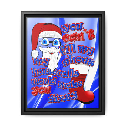 santa's shoes - framed canvas art (blue-white wave)