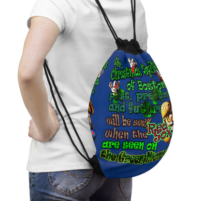 christmas spirits of boston - Drawstring Bag (dark blue)
