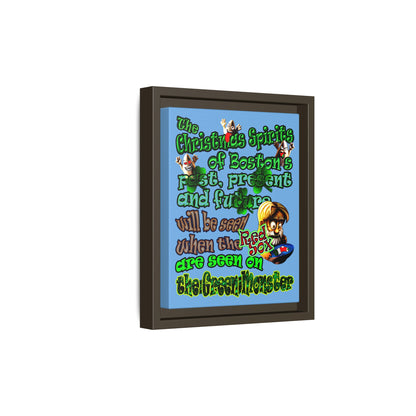 christmas spirits of boston - framed canvas art (light blue)