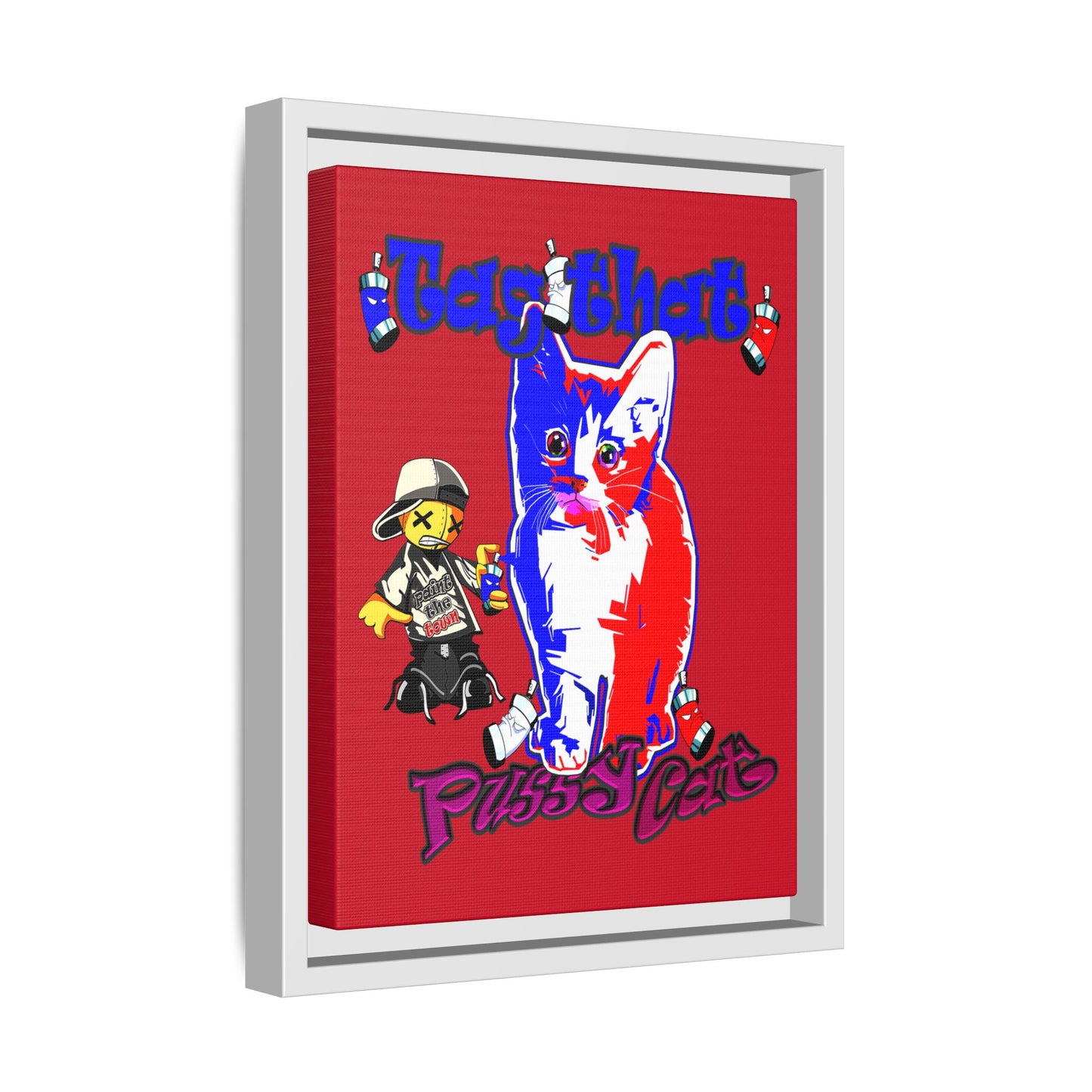 tag that - framed canvas art (dark red)