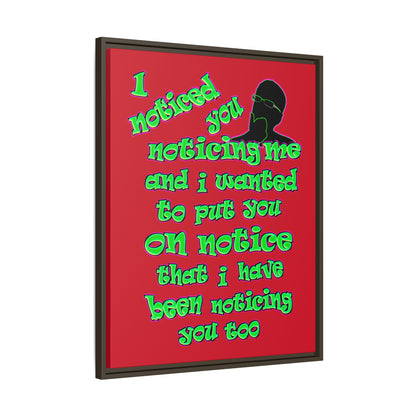 noticed you noticing - framed canvas art (dark red)