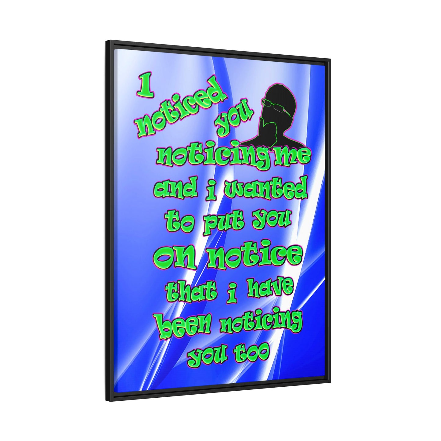noticed you noticing - framed canvas art (blue-white wave)
