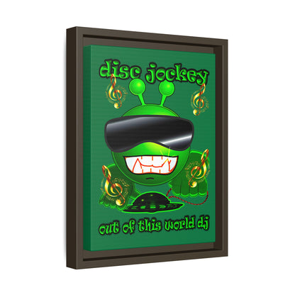 disc jockey - framed canvas art (dark green)