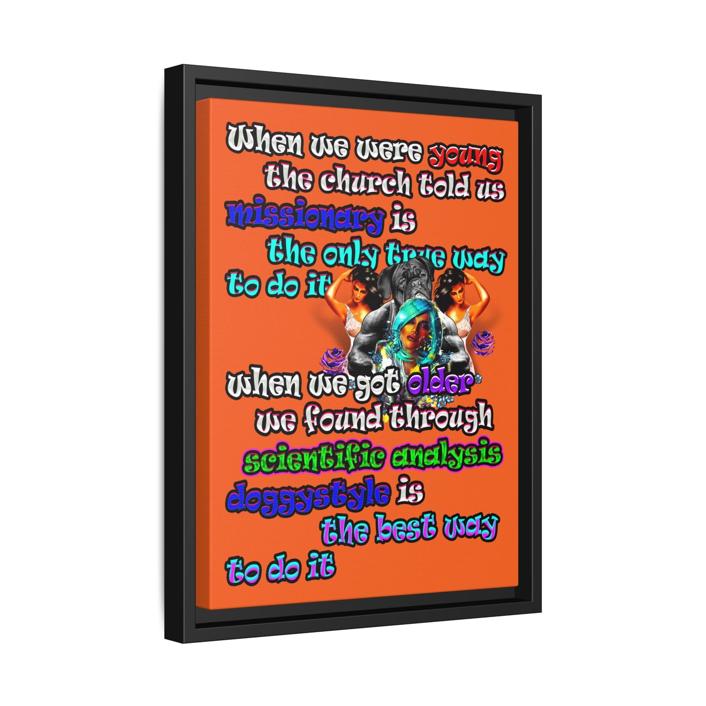 doggystyle - framed canvas art (orange)
