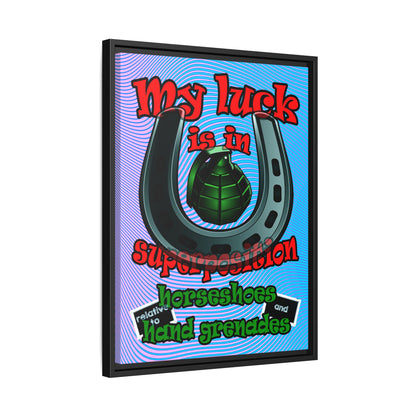 my luck - framed canvas art (light blue-purple wave)