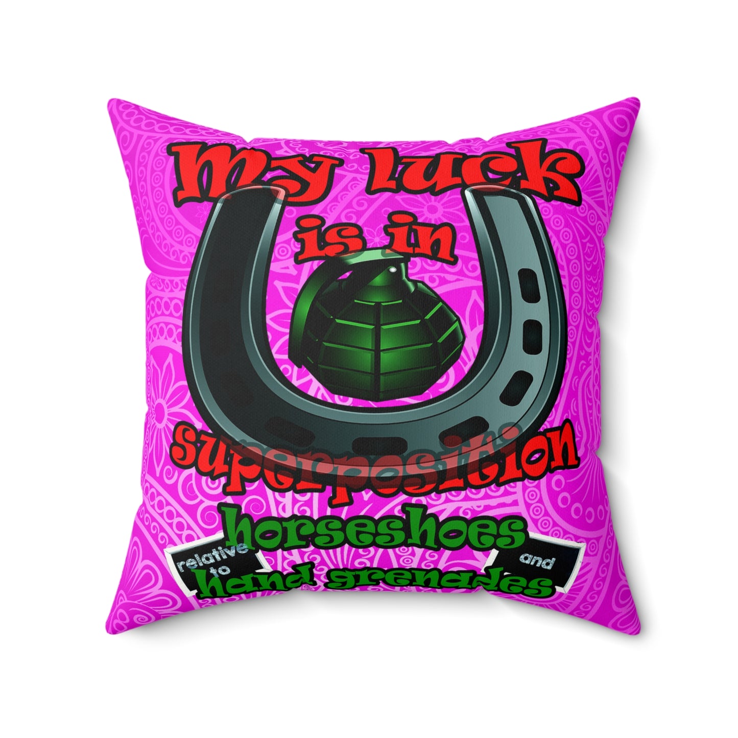 my luck - Faux Suede Square Pillow - (pink swirl)