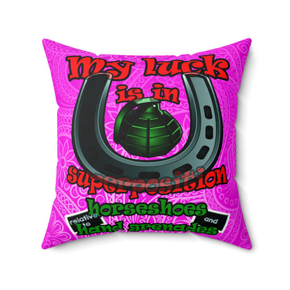 my luck - Faux Suede Square Pillow - (pink swirl)