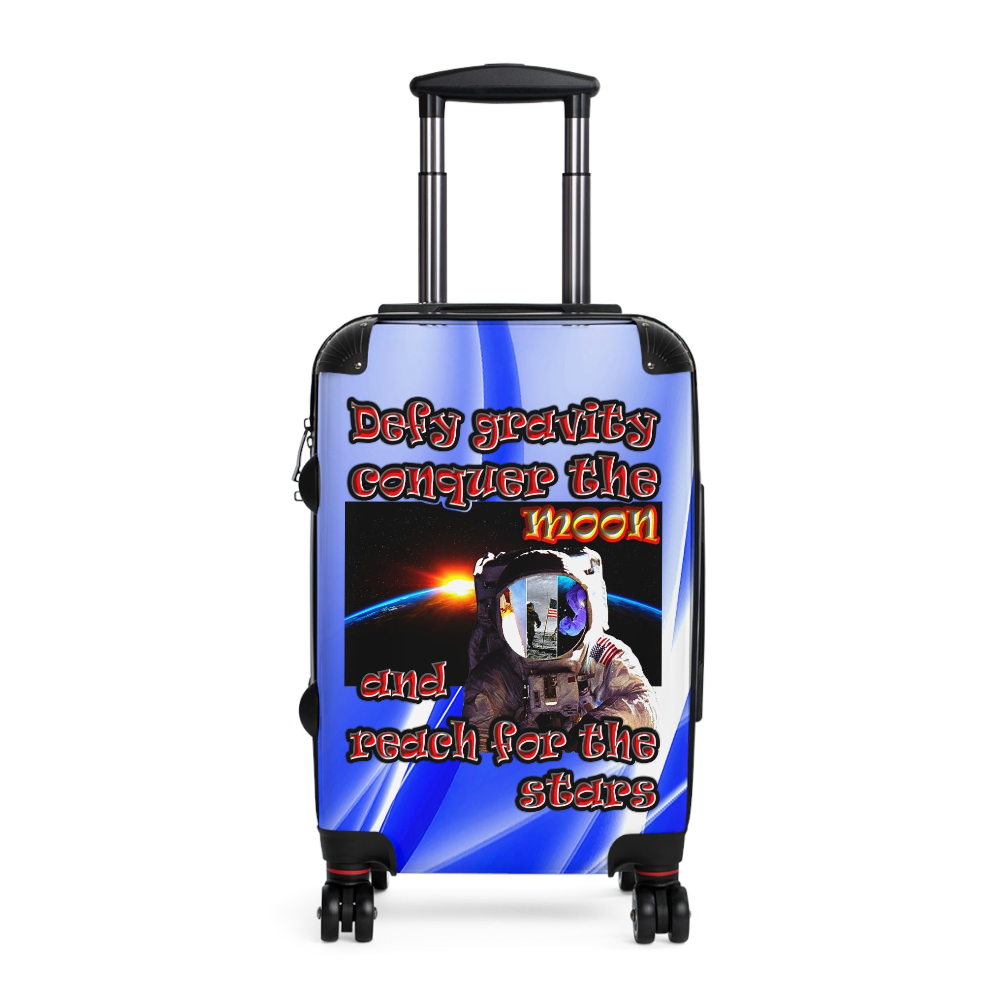 defy conquer reach - suitcase (blue-white wave)