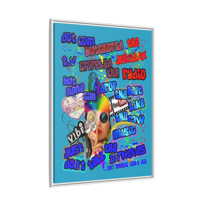 drop the beat - framed canvas art (turquoise)