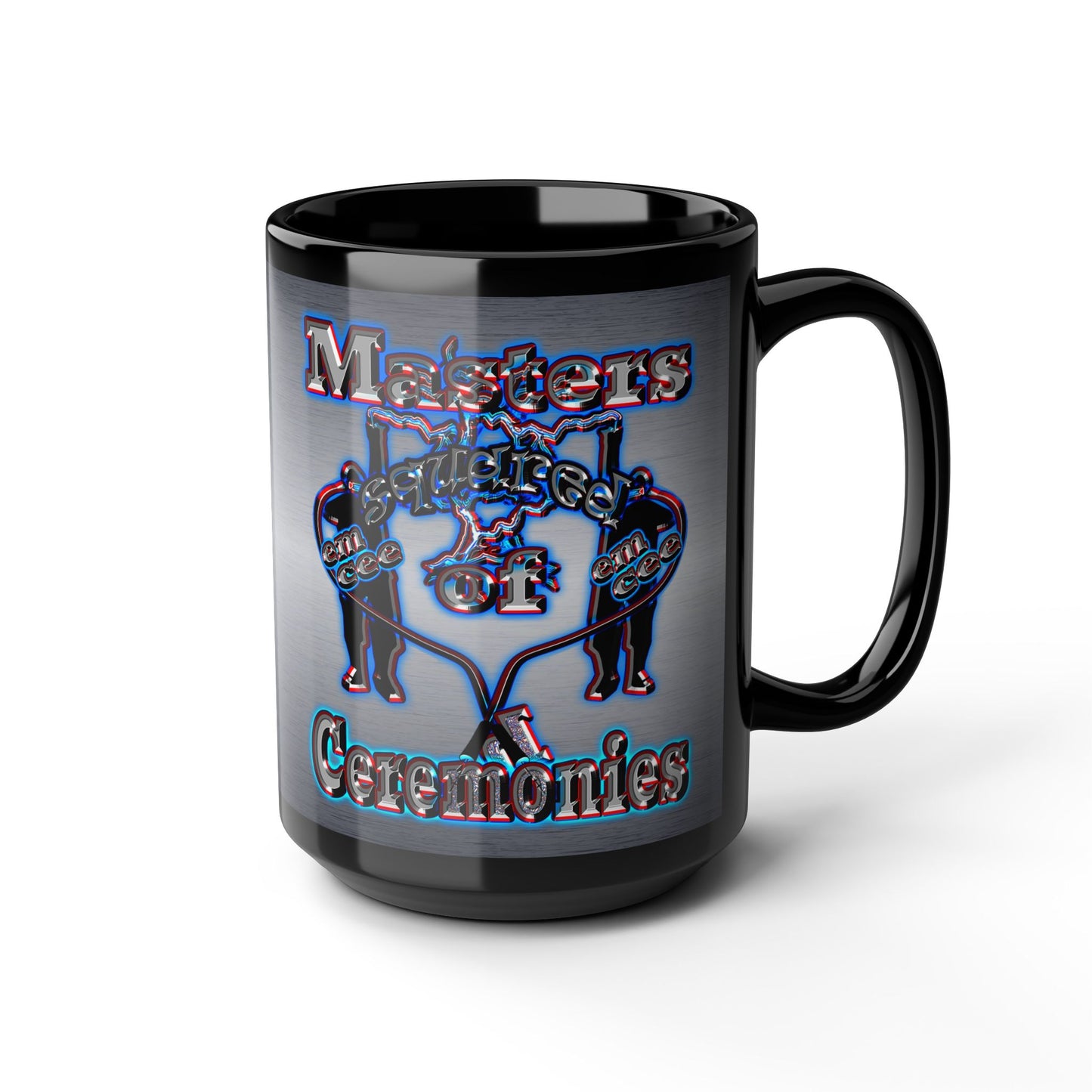 em cee squared - Black Mug (brushed nickel)