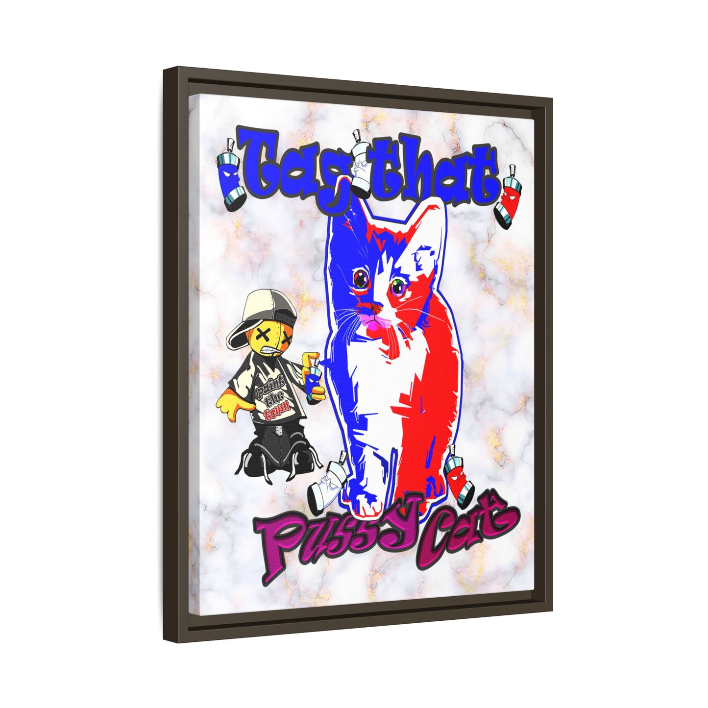 tag that - framed canvas art (white marble)