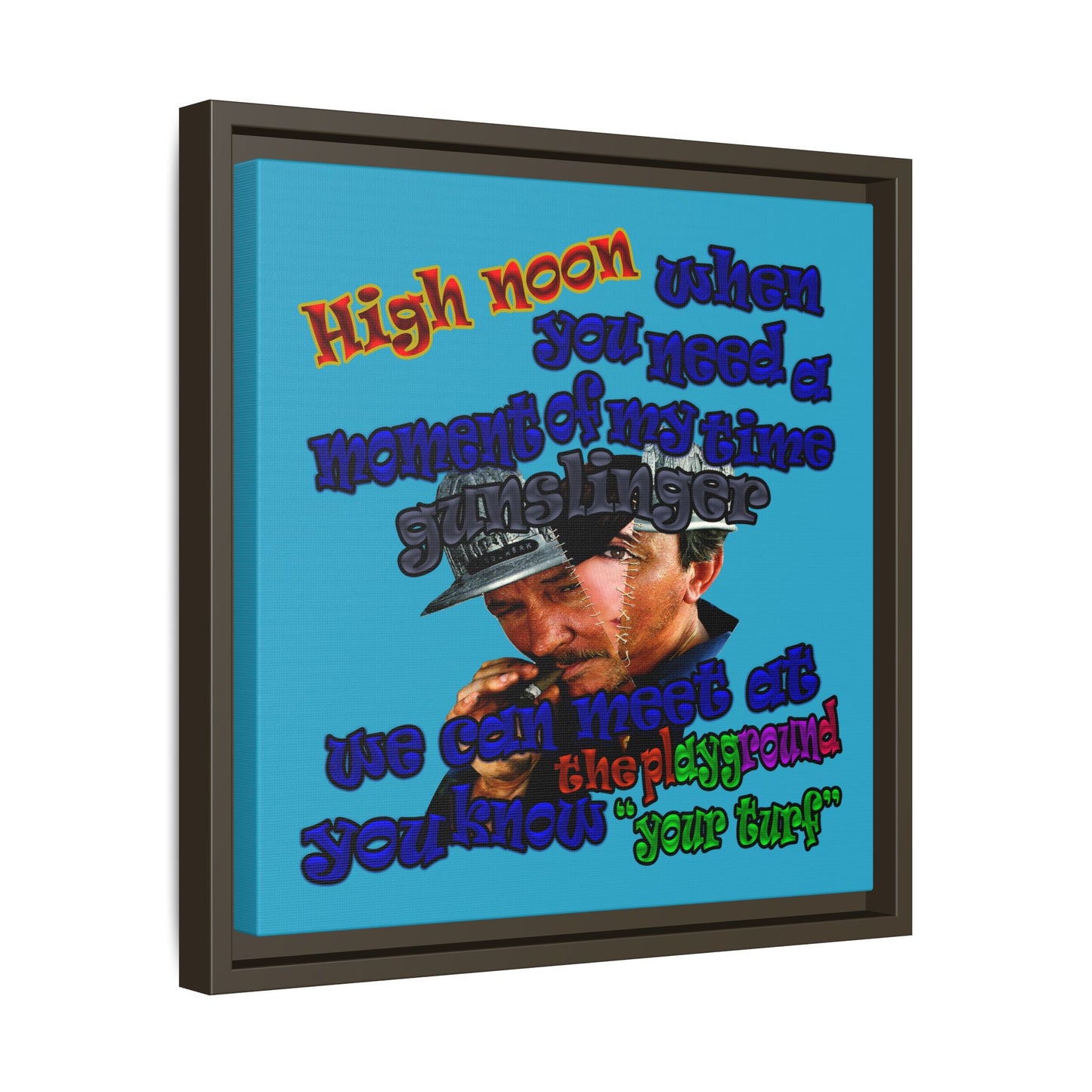 high noon - framed canvas art (turquoise)