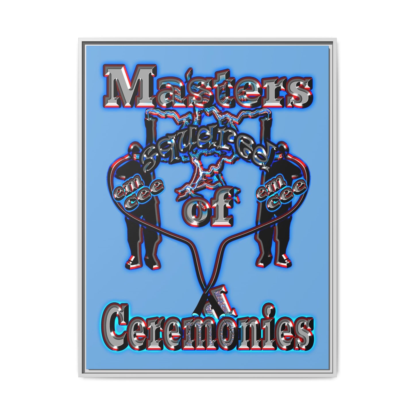 em cee squared - framed canvas art (light blue)