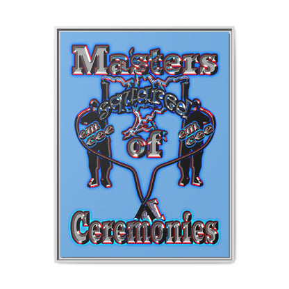 em cee squared - framed canvas art (light blue)