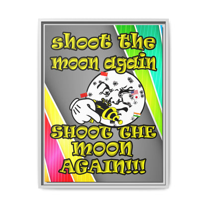 shoot the moon again - framed canvas art (rainbow split)
