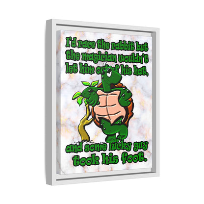turtle race - framed canvas art (white marble)