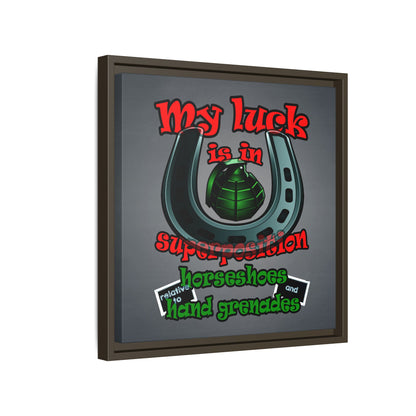 my luck - framed canvas art (grey-light grey)