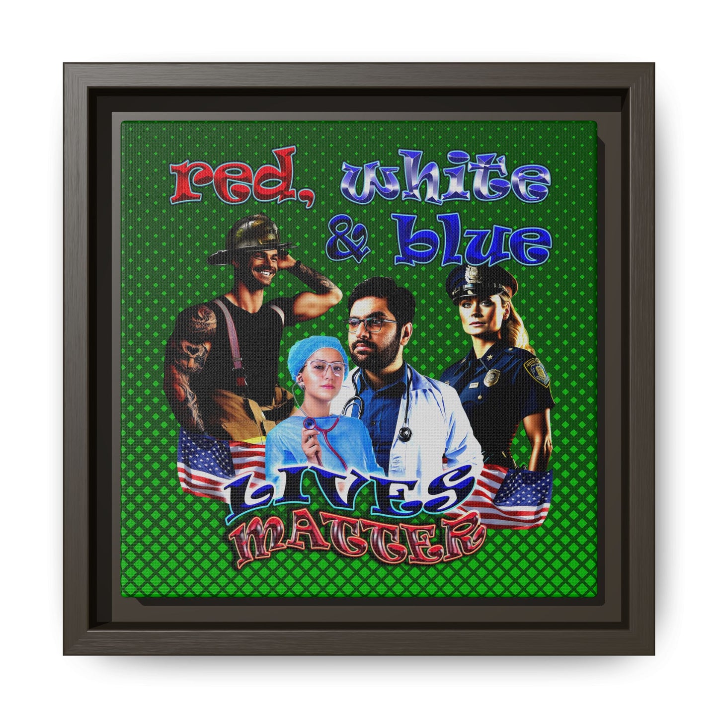 rw&b lives matter - framed canvas art (logo green)