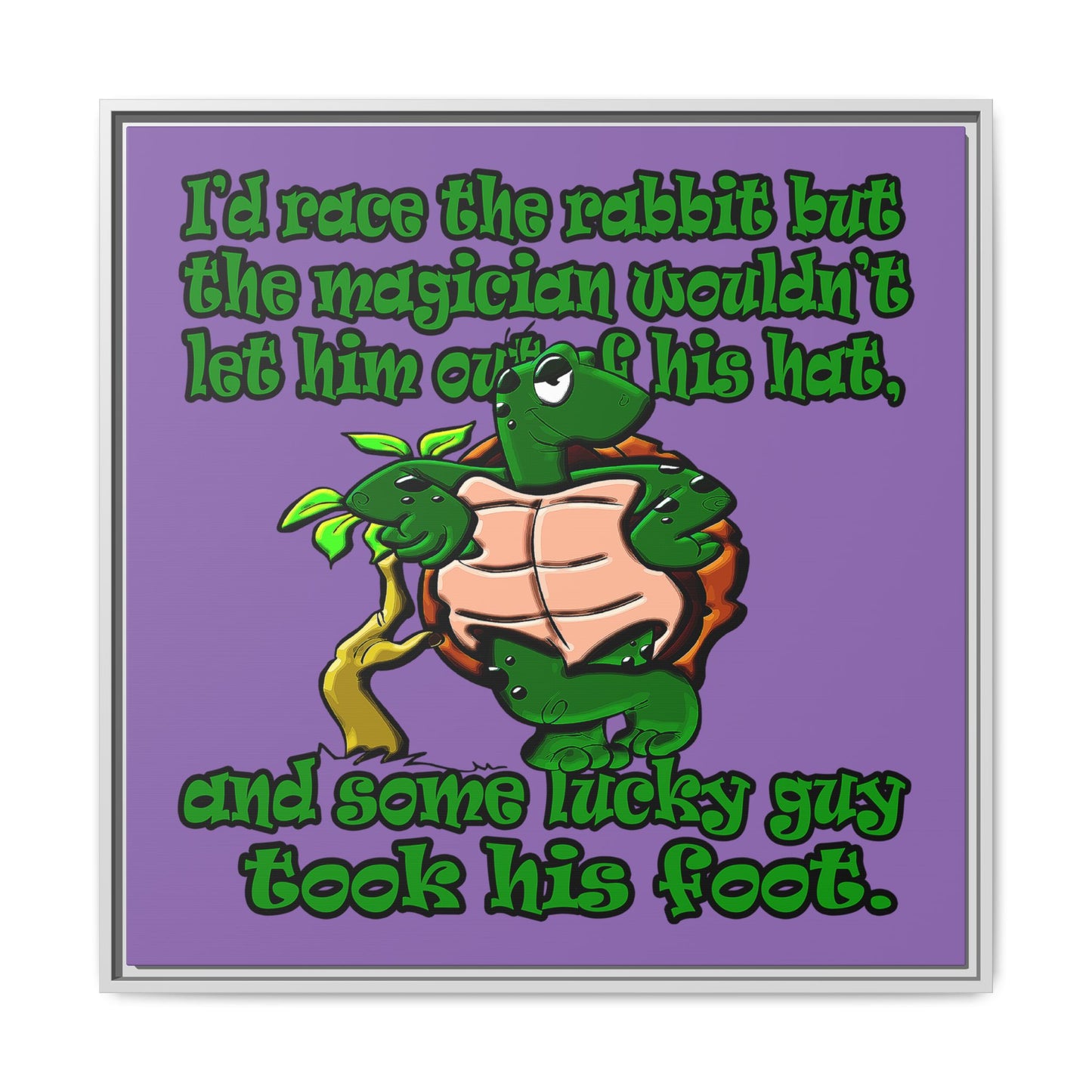turtle race - framed canvas art (light purple)