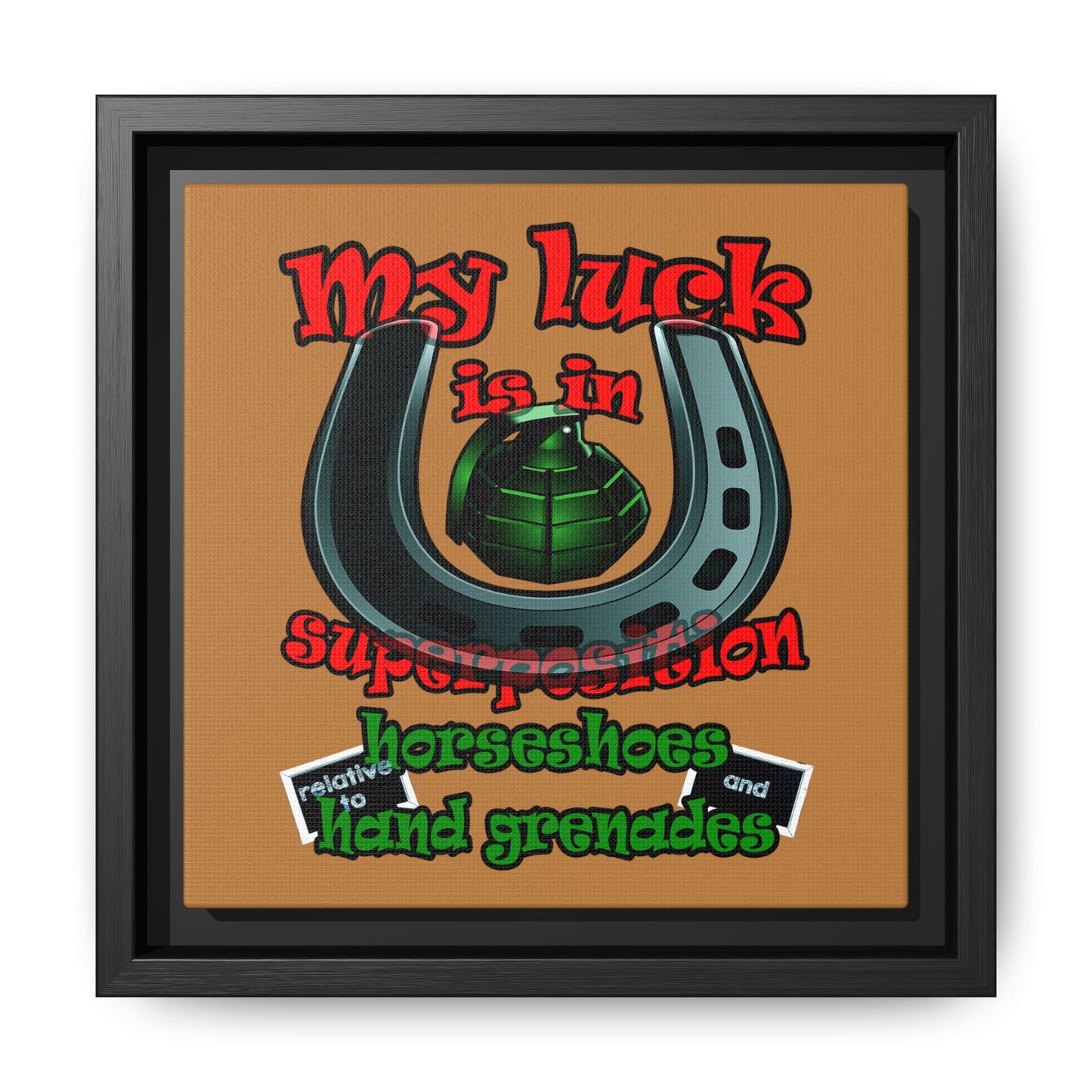 my luck - framed canvas art (light brown)