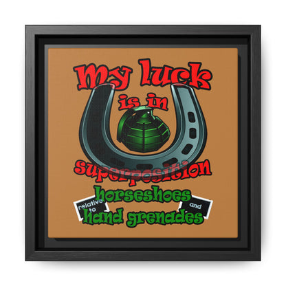 my luck - framed canvas art (light brown)