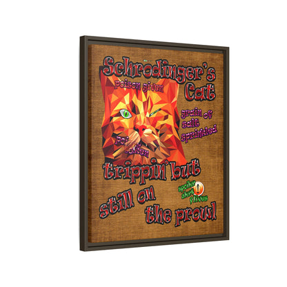 schrodinger's cat - framed canvas art (brown papyrus)