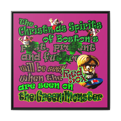 christmas spirits of boston - framed canvas art (pink)