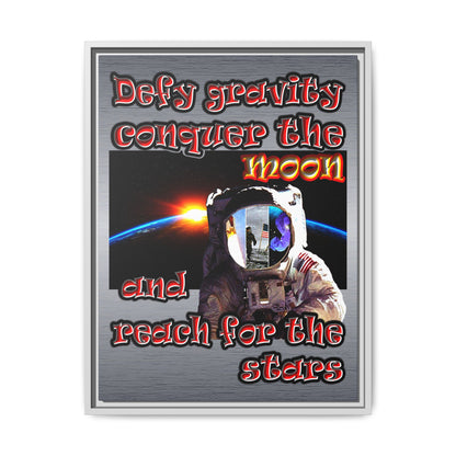 defy conquer reach - framed canvas art (brushed nickel)