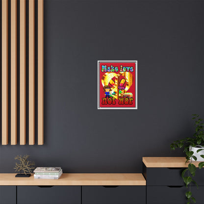 love peace - framed canvas art (dark red)