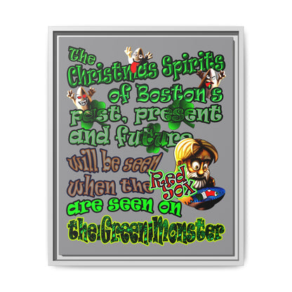 christmas spirits of boston - framed canvas art (grey)