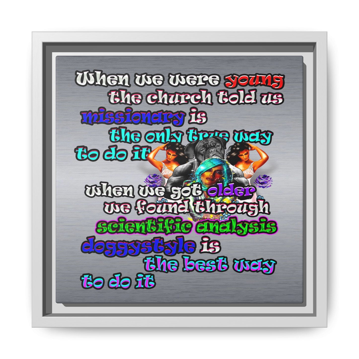 doggystyle - framed canvas art (brushed nickel)