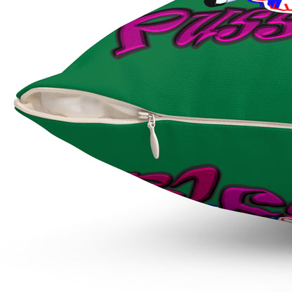 tag that - Spun Polyester Square Pillow - (dark green)