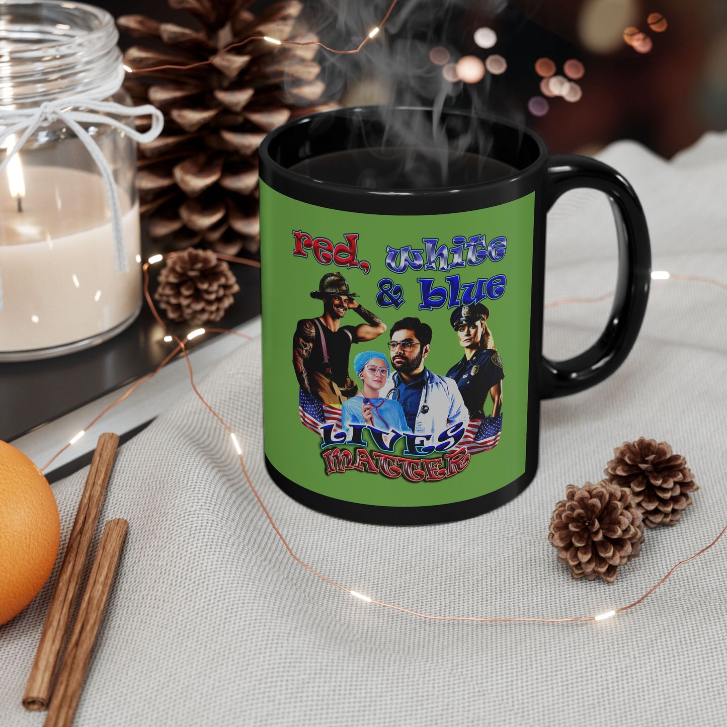 rw&b lives matter - Black Mug (green)