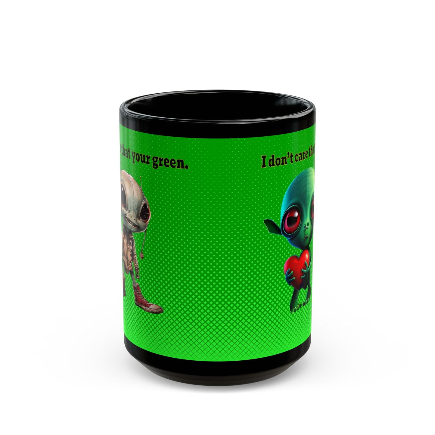 I don't care that your grey - Black Mug (logo green)