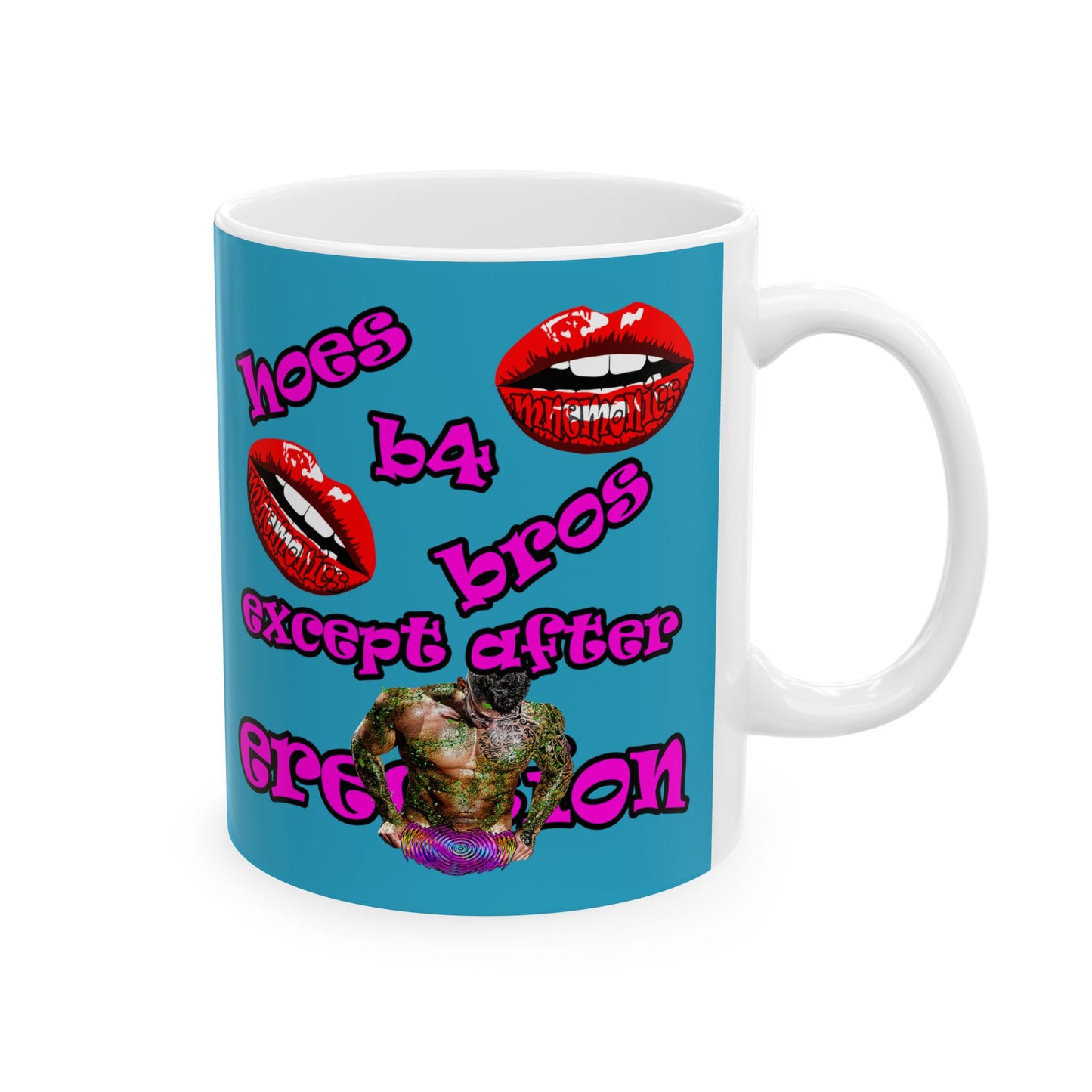 hoes b4 bros - White Mug (turquoise)