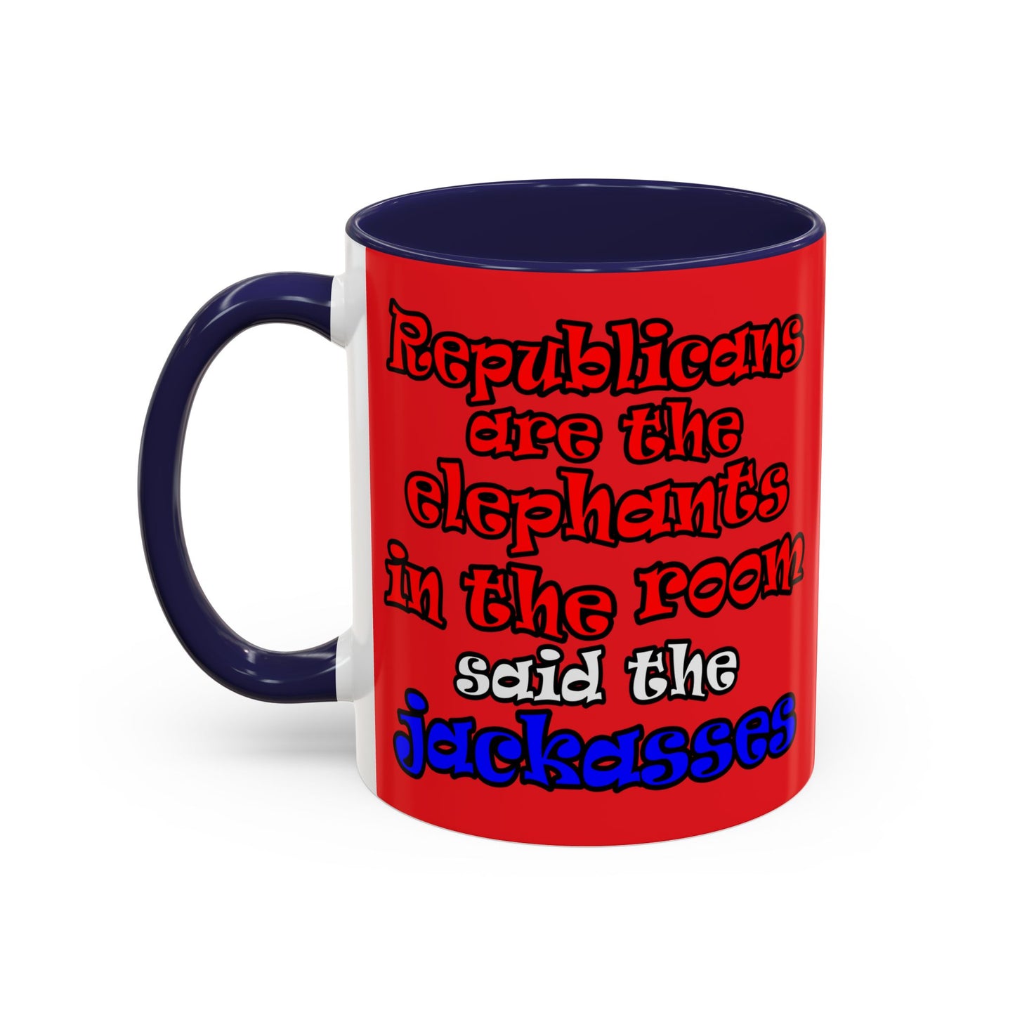 donkeys and elephants - Accent Mug (red)