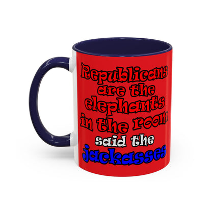 donkeys and elephants - Accent Mug (red)