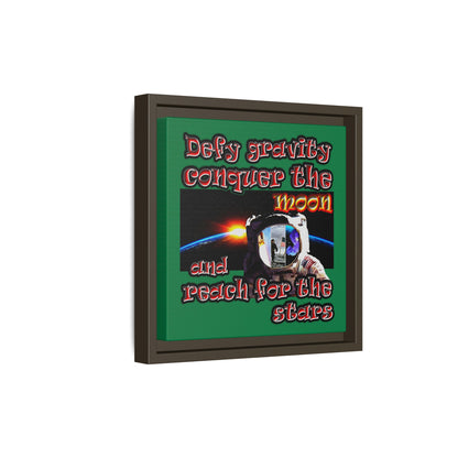 defy conquer reach - framed canvas art (dark green)