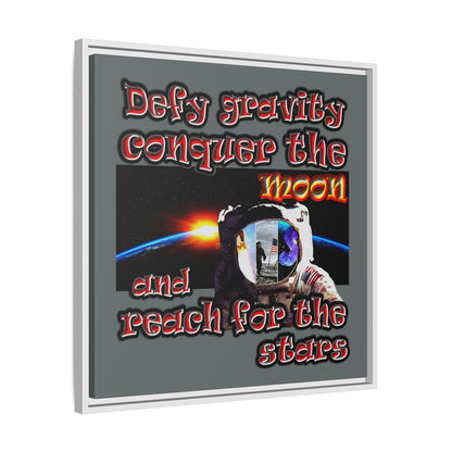 defy conquer reach - framed canvas art (dark grey)
