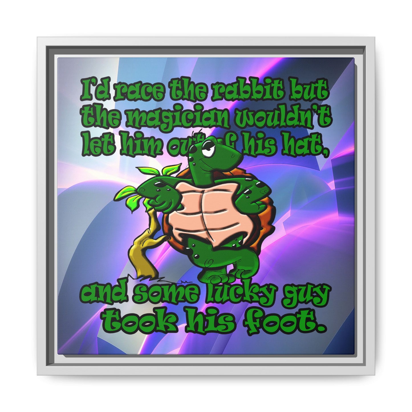 turtle race - framed canvas art (grey-pink wave)