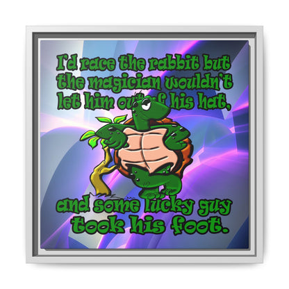 turtle race - framed canvas art (grey-pink wave)