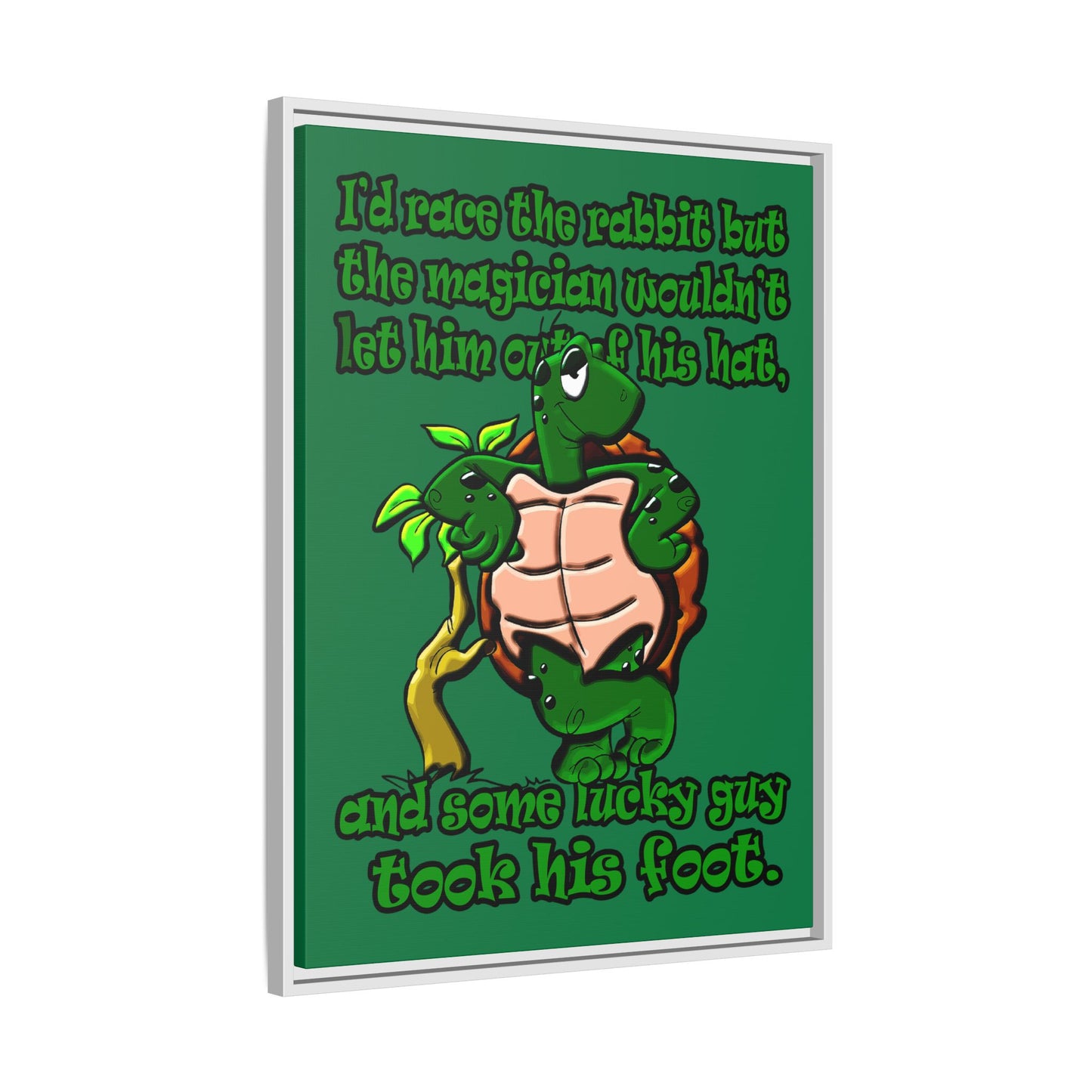 turtle race - framed canvas art (dark green)