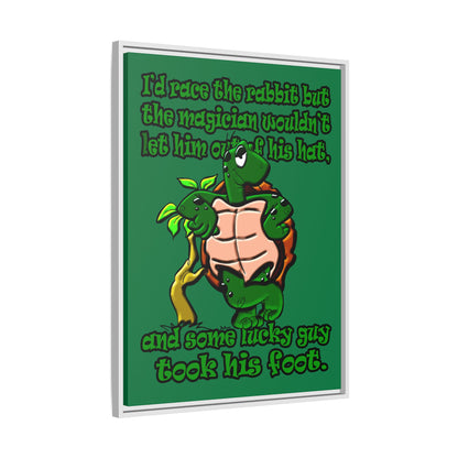 turtle race - framed canvas art (dark green)