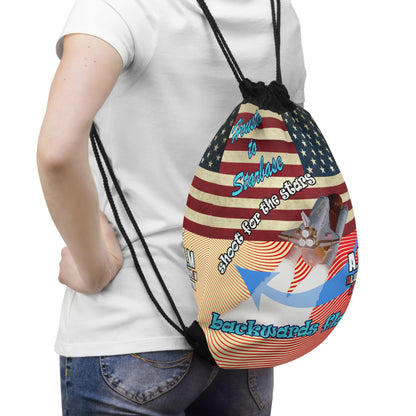 shoot for the stars - Drawstring Bag (yellow-orange wave)