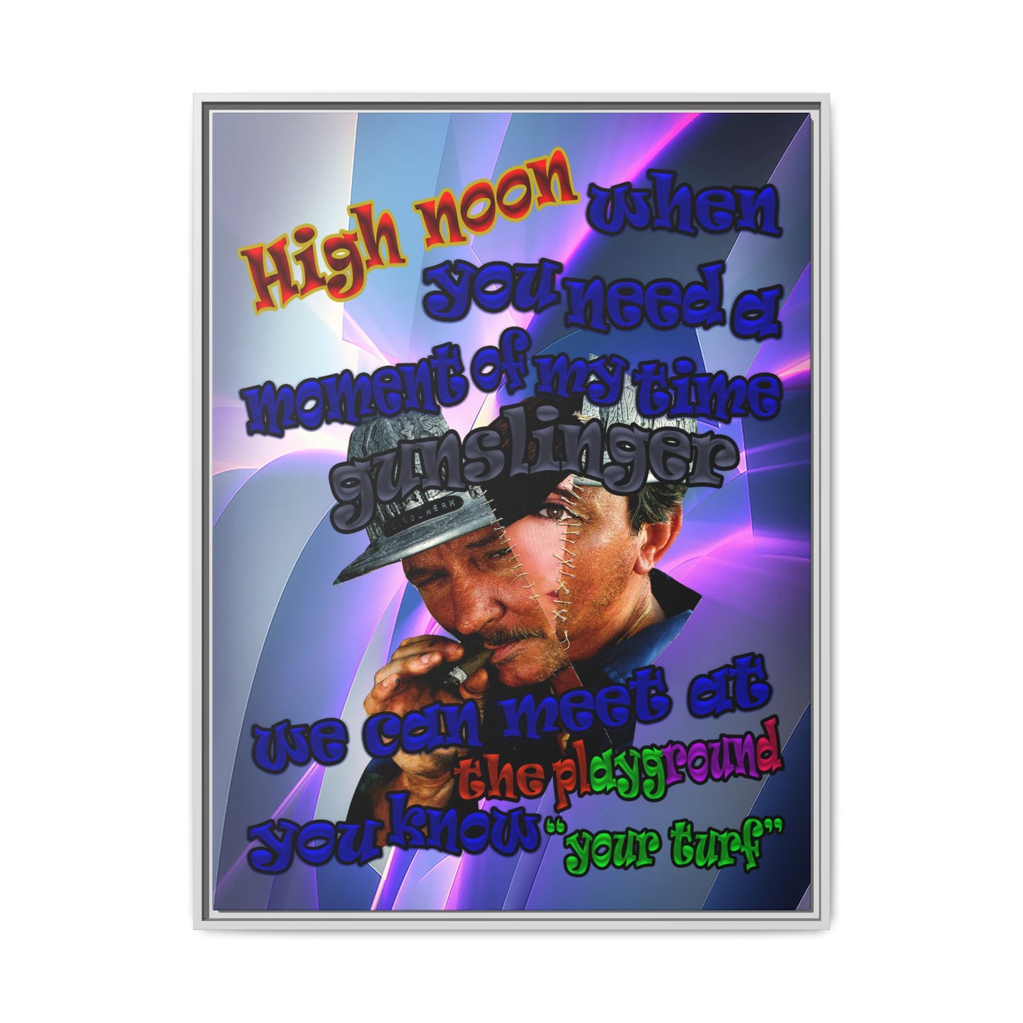 high noon - framed canvas art (grey-pink wave)