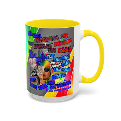 drop the beat - Accent Mug (rainbow split)