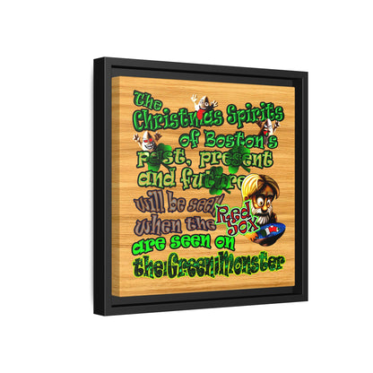 christmas spirits of boston - framed canvas art (butterscotch wood finish)