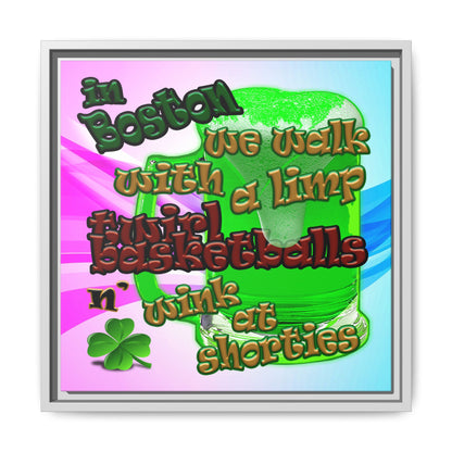 celtics logo - framed canvas art (light blue-pink wave)