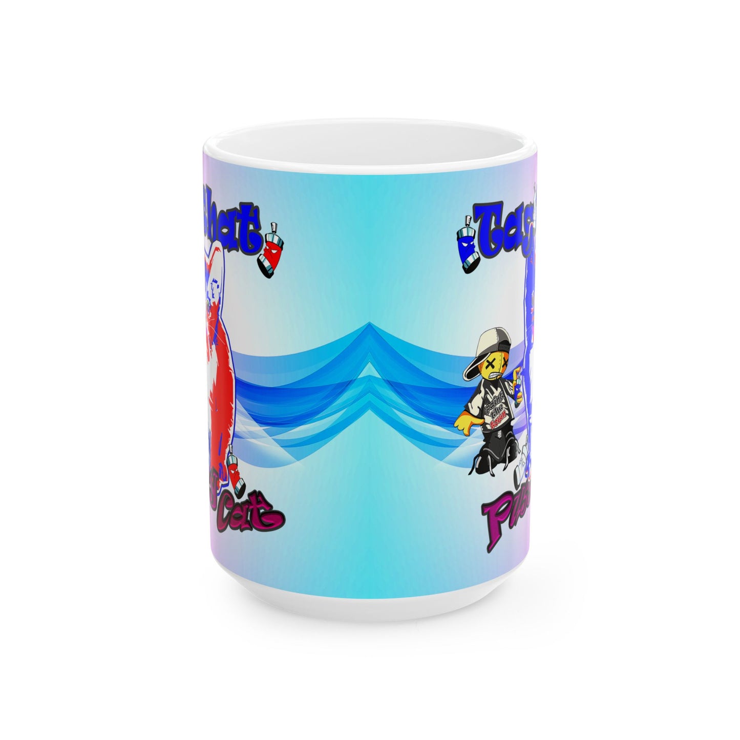 tag that - White Mug (light blue-pink wave)